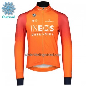 Wielershirt 2022 INEOS Grenadiers Lange Mouw Winter Thermal Fleece Oranje